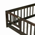 thumbnail image 6 of Mirightone Full Size Floor Bed, Wood Montessori Floor Beds with Fence Railings, Door & Slats Support, Twin Playhouse Bed Frame, (Espresso), 6 of 6