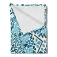 thumbnail image 2 of Moroccan Soft Flannel Fleece Blanket, Moroccan Architecture Consists of Geometrically Patterned Mosaic and Stars Eastern, Cozy Plush for Indoor and Outdoor Use, 50" x 70", Blue White, by Ambesonne, 2 of 5