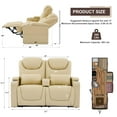 thumbnail image 2 of 61" RV Loveseat Recliner, Double Recliner Furniture with 3 Arms and 2 Pillows, Wall Hugger Recliners & 135° Reclining Theater Seating (Beige PU Leather RV Couch), 2 of 6