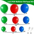 thumbnail image 2 of Juego de guirnaldas con forma de arco con forma de globo Jobkoo, rojo, azul y verde, 110 unidades, 2 of 7