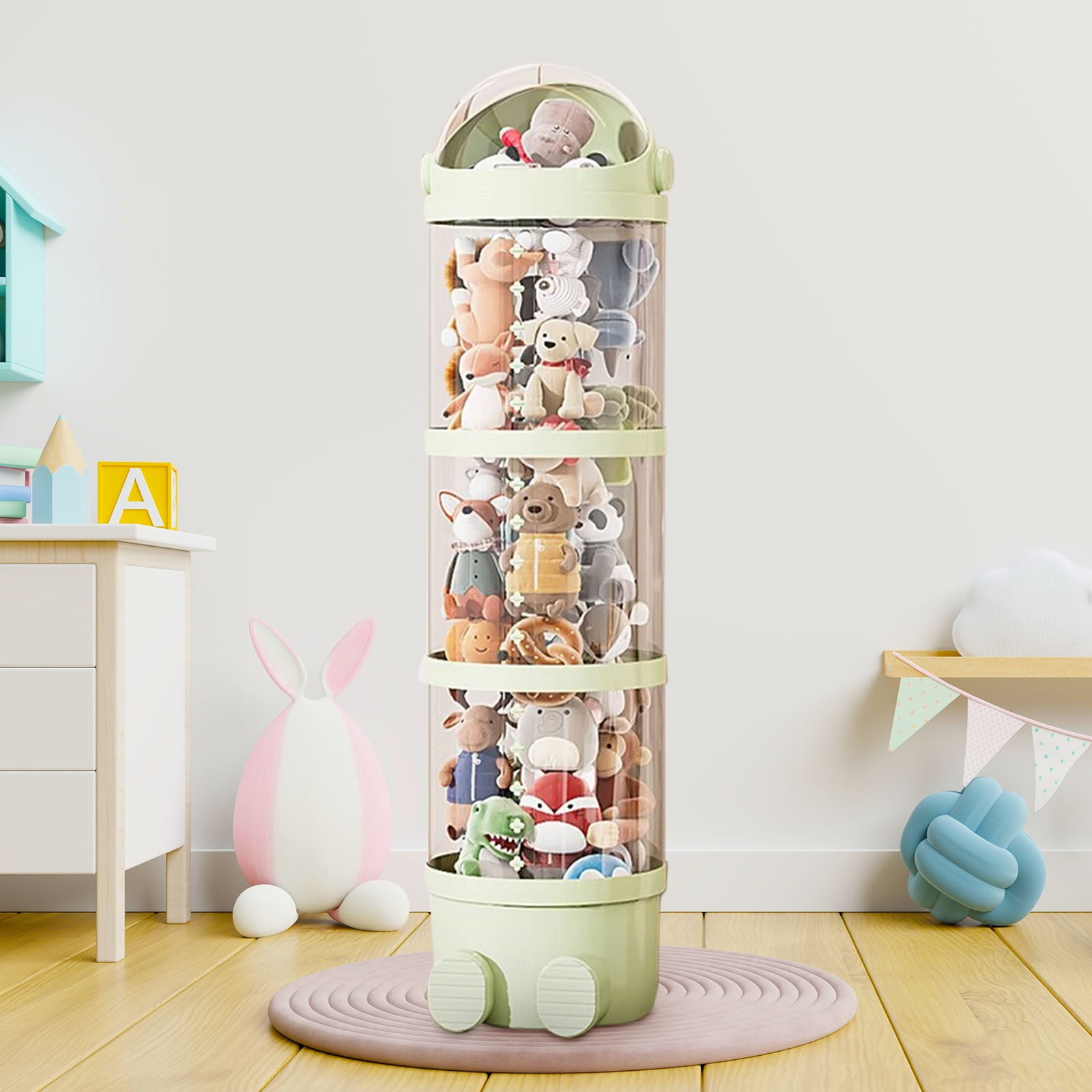 Vikakiooze Vertical Toy Storage Tube Stuffed Animals Storage Tube Plushies Storage Stuffed Animals Organizer Tube Pet Transparent Bucket For Kids Toy OrganizerLarge Toy