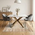thumbnail image 3 of ODIKA 5'x7' Ultra-Soft Area Rug, Entryway Boho Distressed Farmhouse Stripe Mosaic Detail Border None Washable, Bare feet friendly, Silk-Touch for Bedroom Home office, 3 of 7
