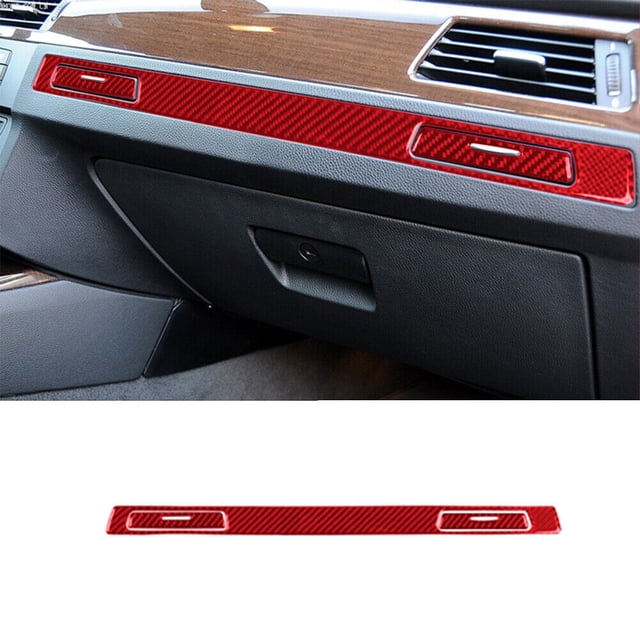 Real Bright Soft Car Interior Carbon Fiber Sticker DecorationRed Carbon Fiber Interior Passenger Side Cupholder Cover For BMW E90 06-11Auto Car Protection Interior Accessories