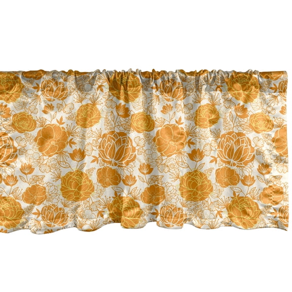 Ambesonne Floral Window Valance, Vibrant Blossoming Flowers, 54" X 18", Marigold and Cream