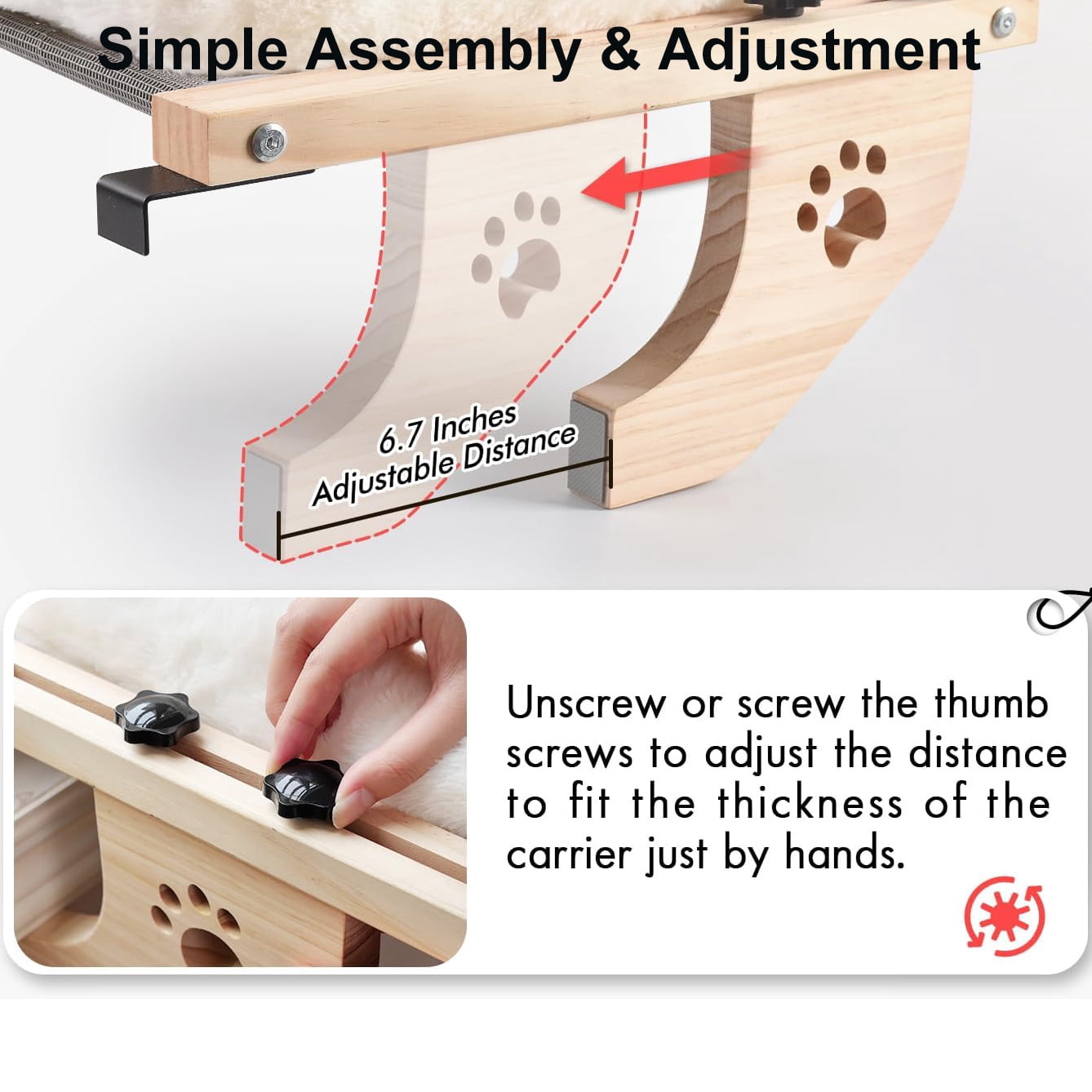 Cat Window Perch Cat Bed for Cats Window Hammock Seat for Large Cats, Adjustable Cat Bed for Window sill, Bedside & Drawer