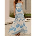thumbnail image 3 of Women's Seashell Print Spaghetti Strap Maxi Dress Smocked and Pocketed 95% Polyester and 5% Elastane Machine Washable, 3 of 8