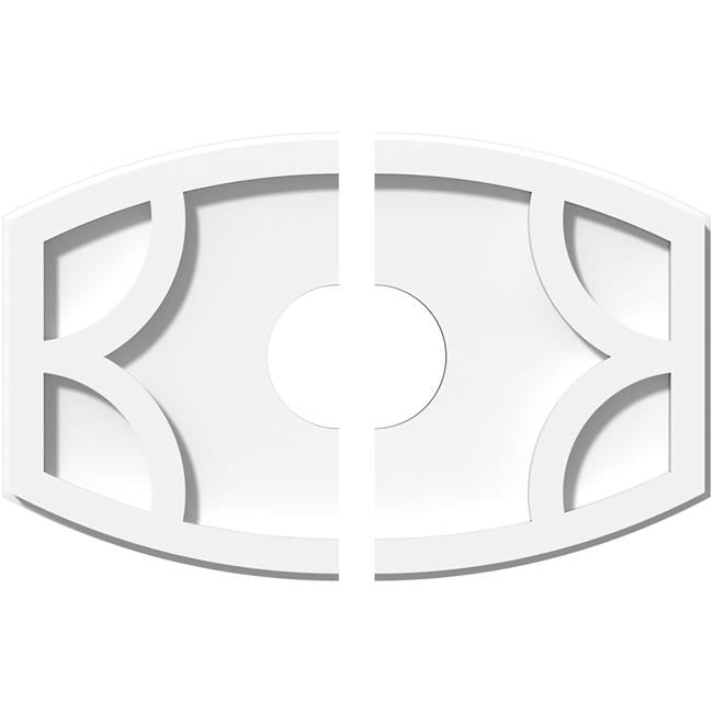 Ekena Millwork Cmp14x9ky2 03000 3 In Id X 7 5 In Rectangle Kailey Architectural Grade Pvc Contemporary Ceiling Medallion 2 Piece