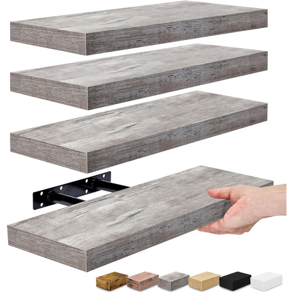 Sorbus Estantes Flotantes, Estantes de Pared para Recámara, Cocina, Sala de Estar, Baño, Estantes sobre el Inodoro (Paquete de 4)