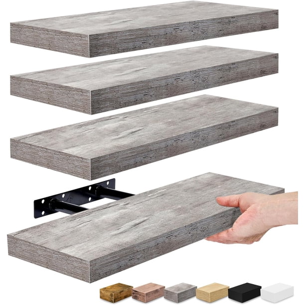 Sorbus Estantes Flotantes, Estantes de Pared para Recámara, Cocina, Sala de Estar, Baño, Estantes sobre el Inodoro (Paquete de 4)