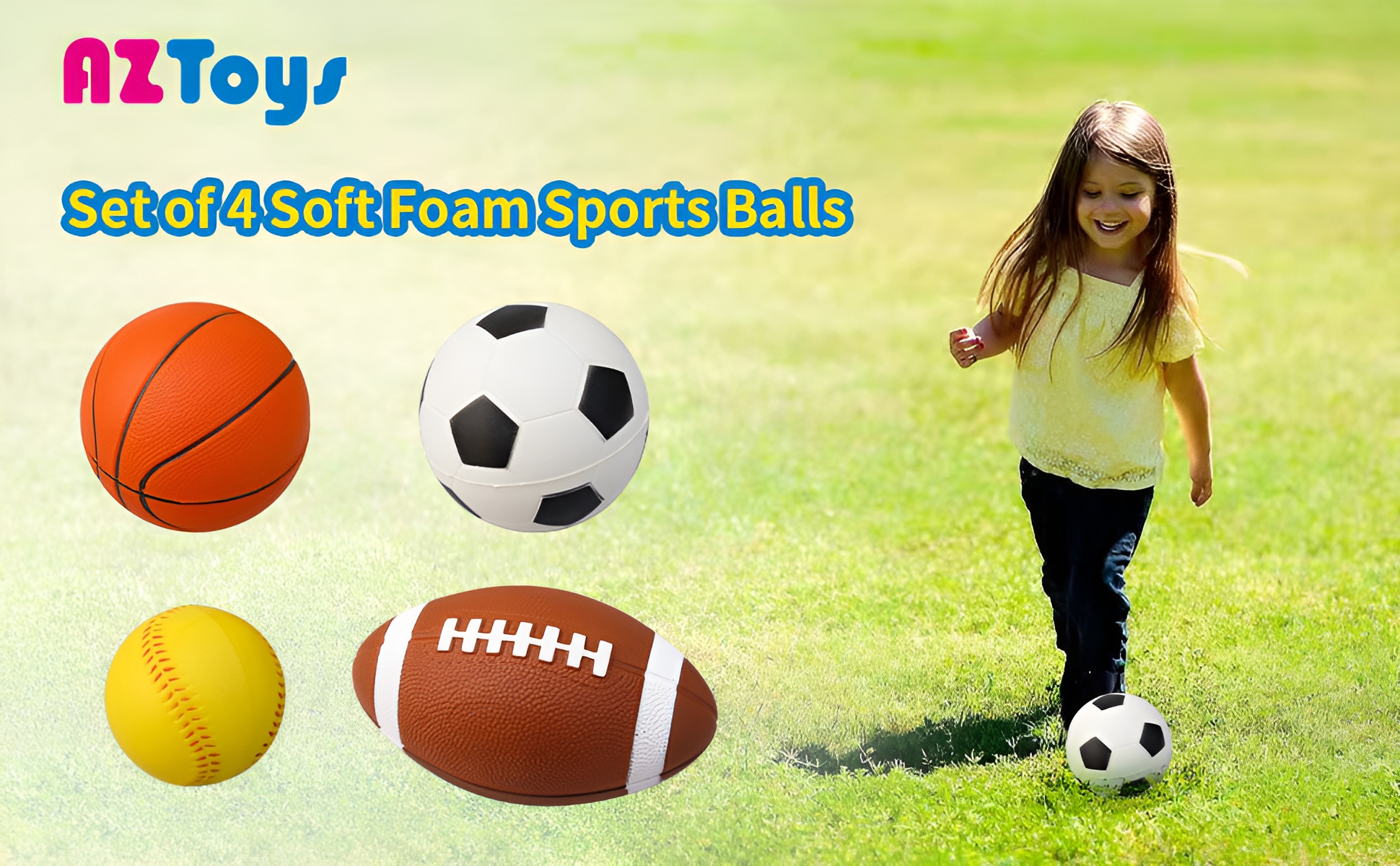 送料無料5 Soft Foam Sports Balls For Kids 8.9cm Perfect for Small Hands Includes 1 AZ Toys SY08 4pcs Soft Foam Sports Balls Set - 5\" Soccer Ball, 5