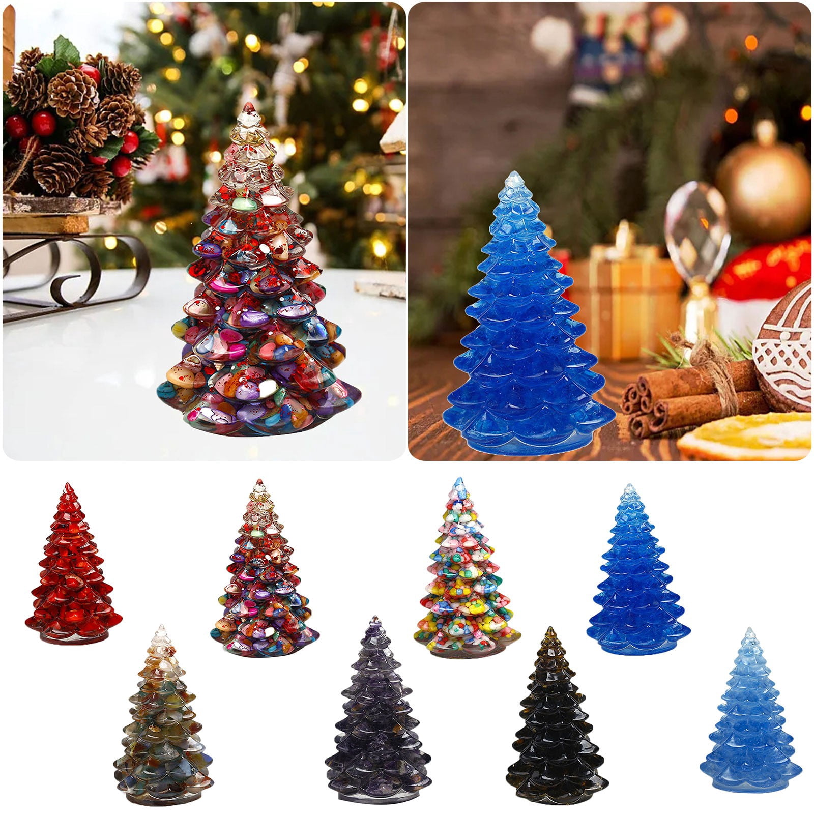 Lot De 3 Sapins De Noël En Verre - Déco De Table, 7x4cm, Fabrication Artisanale