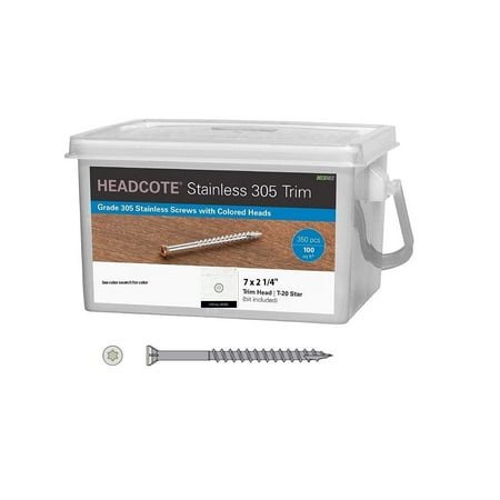 

Headcote Trim Screws - #7 x 2-1/4 - #39 White- 305 Stainless Steel - 350 Pc Deck Pack