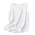 thumbnail image 3 of Women's Cotton Linen Sleeveless Crewneck Tank Top Loose Fit Casual Summer Blouse, 3 of 8