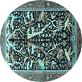 thumbnail image 1 of Ahgly Company Indoor Round Animal Light Blue Traditional Area Rugs, 3' Round, 1 of 4