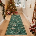 thumbnail image 5 of Wonnitar Christmas Runner Rug 2x6, Non Slip Washable Hallway Carpet Runner Soft Xmas Kitchen Rug Winter Reindeer Indoor Throw Rug for Entryway Bathroom Holiday Decor, Green, 5 of 12