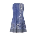 thumbnail image 4 of vestido casual de mujer con bolsillos vestido de playa boho de verano blusas florales para mujer camisetas vestido con cuello en v vestidos sin mangas sueltos azul / 3xl, 4 of 7