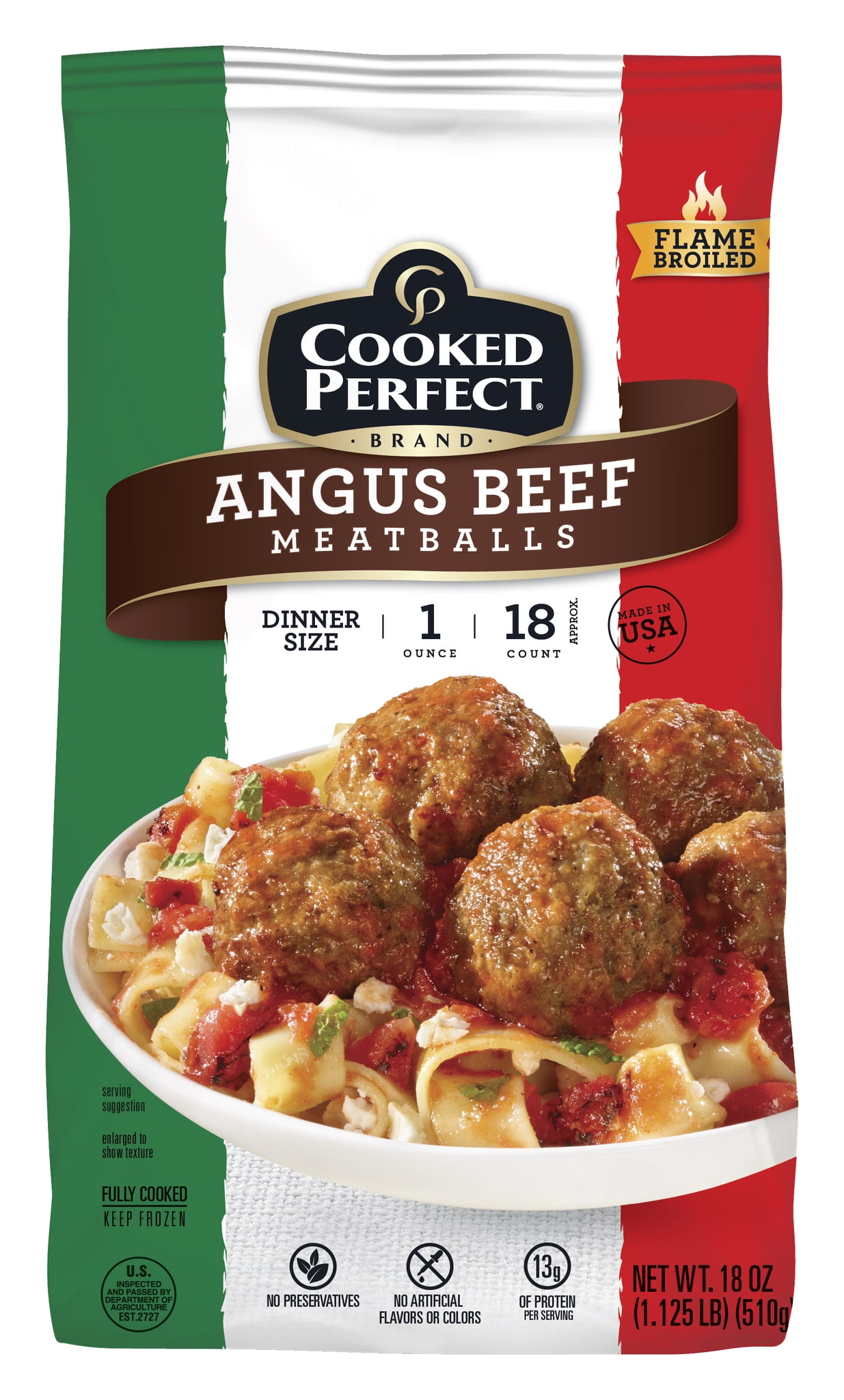 Cooked Perfect All Beef Angus Meatballs, 18 oz