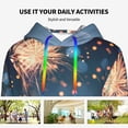thumbnail image 4 of Lsque Gold And Blue Fireworks Pattern Casual Women's Hoodie,Hooded Sweatshirt with Kangaroo Pocket,Pullover Hoodie with Eye-catching Drawstrings-Large, 4 of 7