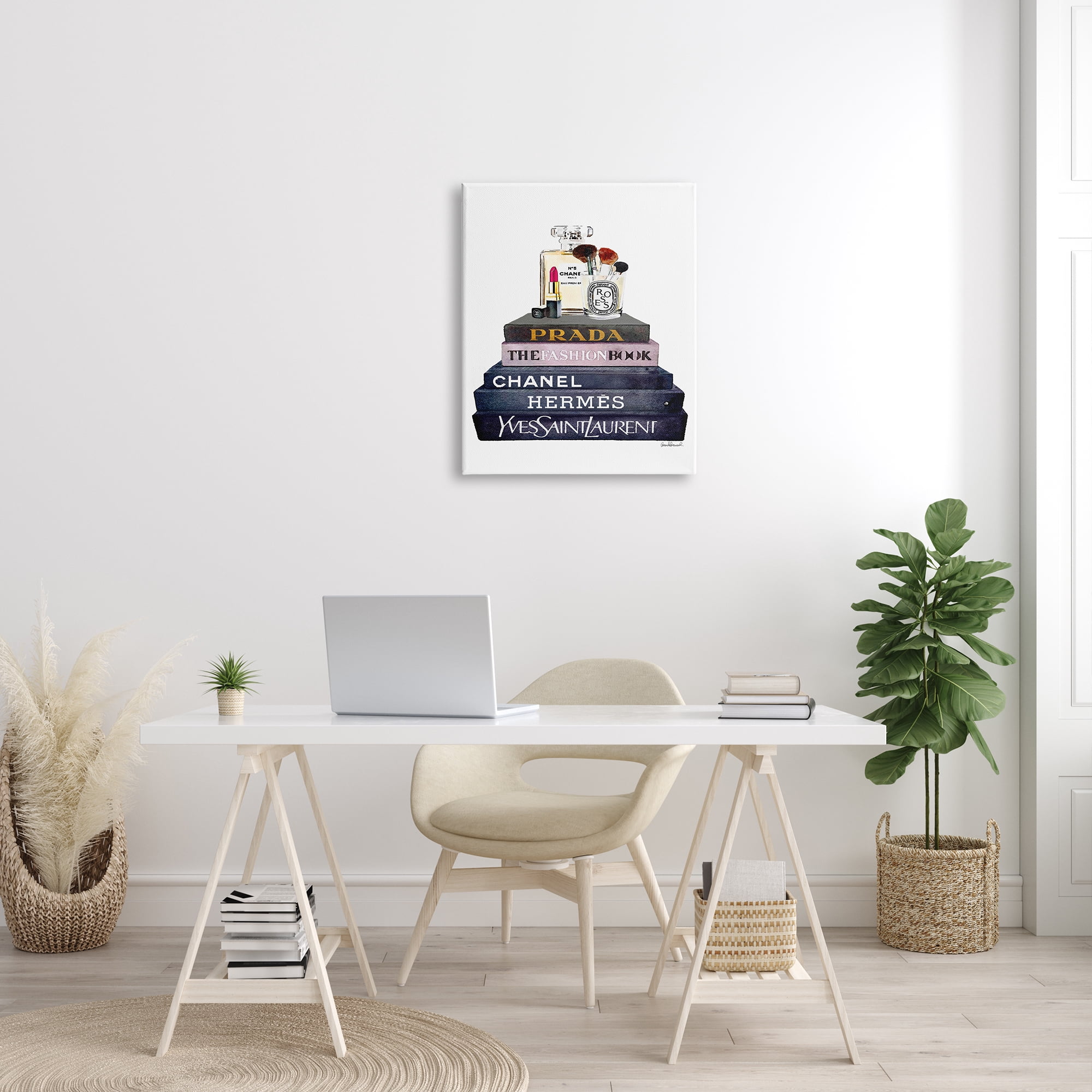 The Stupell Home Decor Collection Fashion Books with Makeup Canvas Wall Art
