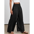 thumbnail image 6 of ANRABESS Womens Wide Leg Pants Summer Casual Palazzo Lounge Pants High Smocked Waist Loose Beach Pants with Pockets, 6 of 12