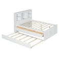 thumbnail image 5 of Euroco Full Size Storage Headboard Modern Platform Bed with Trundle, Antique White, 5 of 11
