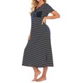 thumbnail image 5 of SCSAlgin Women's Nightgowns Soft Cotton Stripe Nightdress Short Sleeve Night Shirt Sleepwear with Pockets, 5 of 5