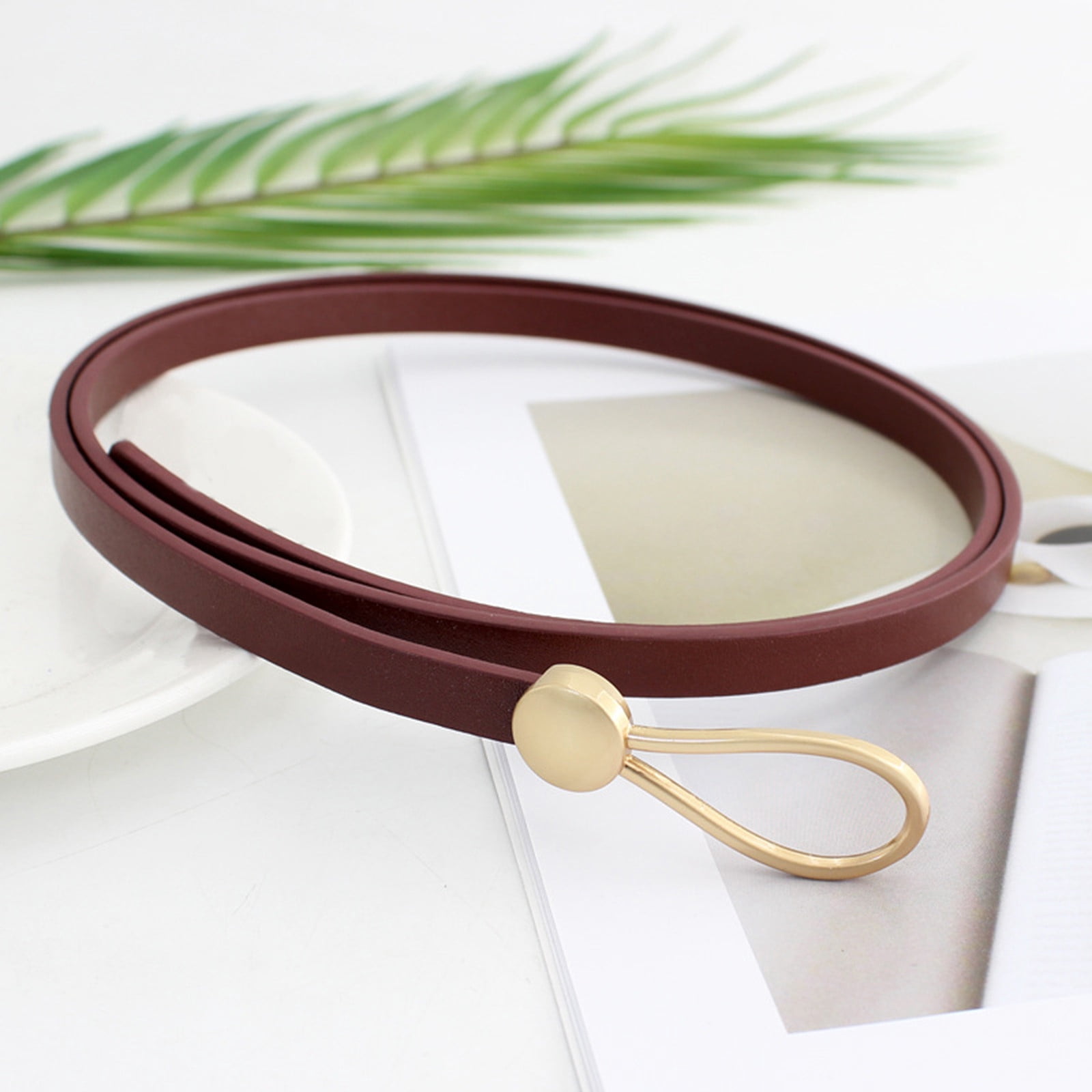 Elegant 1pc Ladies\' Knotted U-Shaped Buckle Waist Belt, Suitable For Daily Use CHIC DIARY Women Fashion Knot Belt for Dress Jeans PU  main image 2