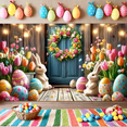 thumbnail image 2 of Happy Easter Photography Backdrop Spring Green Grass Rabbit Bunny Eggs Wooden Board Baby Shower Kids Portrait Decor Background, 2 of 4