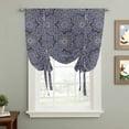 thumbnail image 2 of Navy Blue Geometric Balloon Curtains 63 Inch Length for Living Room/Bedroom, Vintage Abstract Floral Texture Rod Pocket Privacy Door Curtains Decorative Tie Up Shade for Window 52"x63", 2 of 8