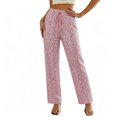thumbnail image 2 of Levmjia Women's Sequin Wide Leg Pants, High Waist Glitter Pants for Women, Elastic Waist Casual Party Pants, Solid Color Festival Dance Lounge Pants, 2 of 6