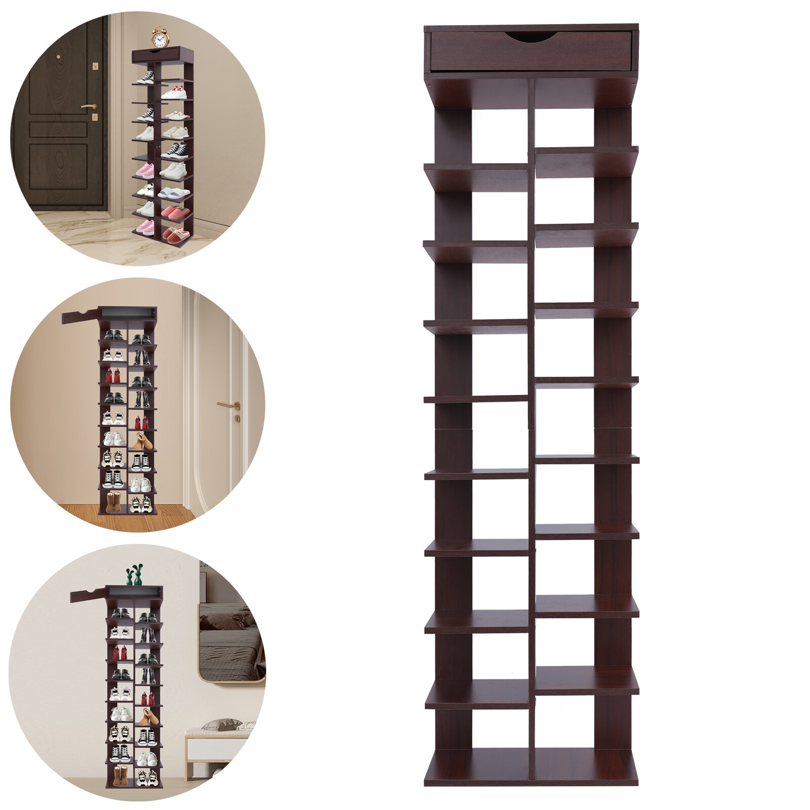 10 Tier Vertical Shoe Rack, Free Standing Shoe Storage Rack, Modern Shoe Rack