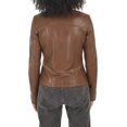 thumbnail image 3 of Womens Genuine Lambskin Brown Leather Jacket Motorcycle Biker Leather Jacket W170, 3 of 4