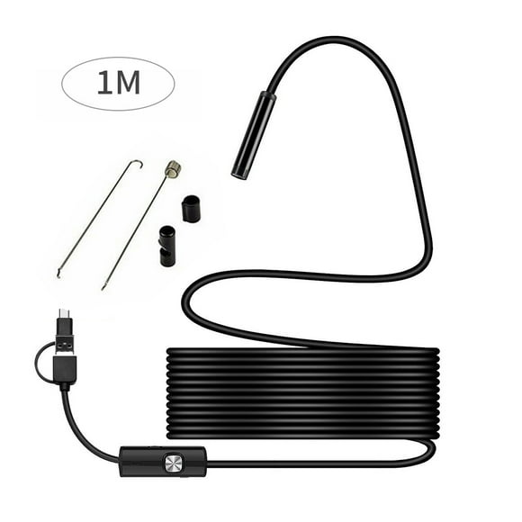 Cateissary Cámara endoscópica Cámara de inspección HD de 7 mm IP67 Impermeable USB 6LEDs Endoscopio para computadora de teléfono Teléfono y Comunicación 7mm * 1M