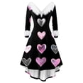 thumbnail image 2 of Womens Valentines Dresses Fashion V Neck Long Sleeve Dress Cute Love Heart Loose Casual Dresses Dark Gray 2XL, 2 of 5