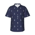 thumbnail image 1 of Balery Anchor Heart Blue Camisas hawaianas de manga corta para hombre, camisas playeras de corte holgado, camisas de vacaciones con botones,XX-Large, 1 of 7