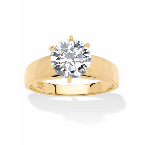 PalmBeach Jewelry 3 TCW Round Cubic Zirconia 14k Gold-plated Sterling Silver Solitaire Bridal Engagement Ring