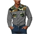 thumbnail image 2 of Western Shirts for Men Cowboy Shirts Long Sleeve Embroidered Country Shirt Slim Fit Button Down Shirt Casual Work Gray XL, 2 of 5