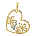 thumbnail image 5 of 14k Two-tone Gold Cubic Zirconia Flower and Heart Pendant with 0.8-mm Yellow Gold Square Wheat Chain, 5 of 8