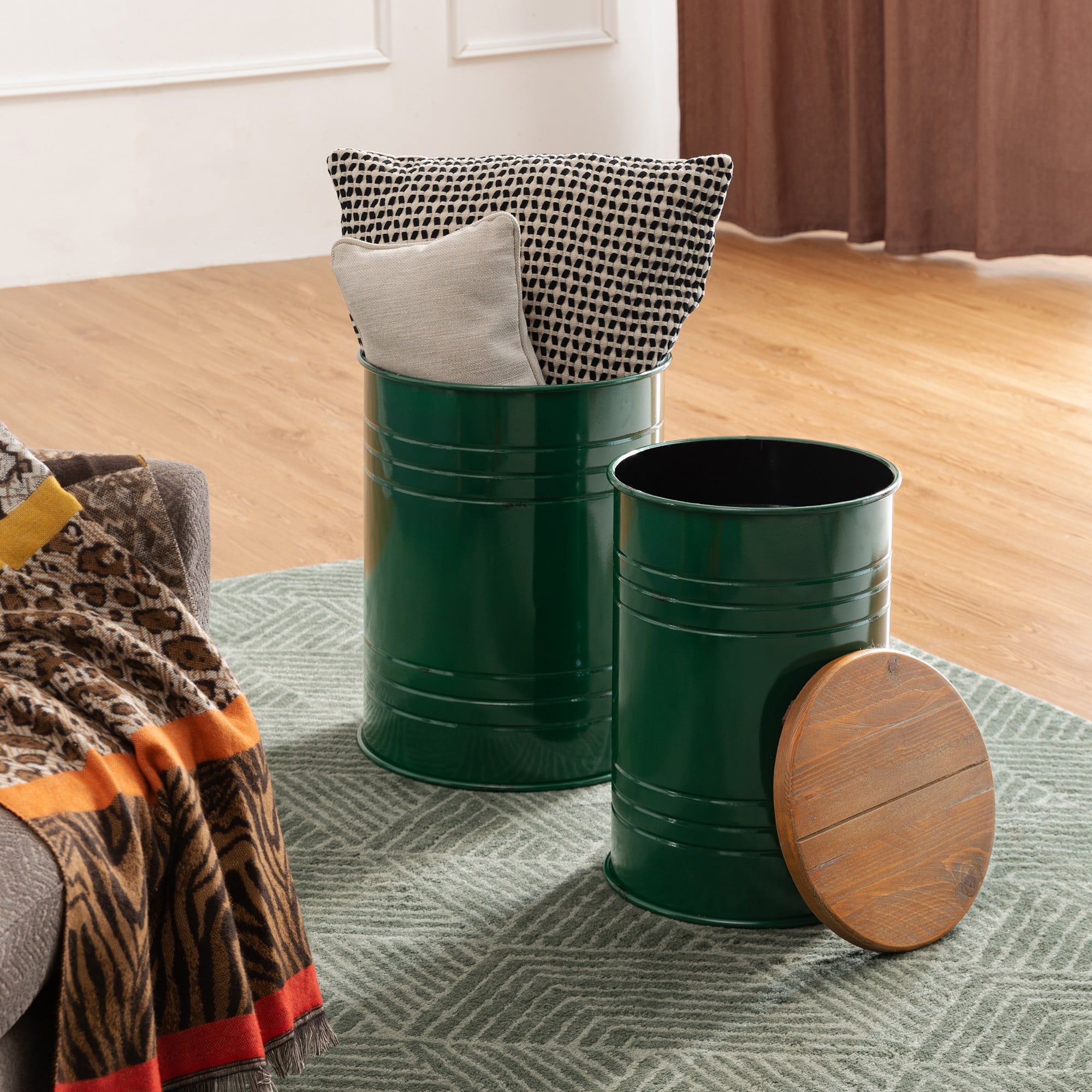 Glitzhome farmhouse on sale metal storage stool