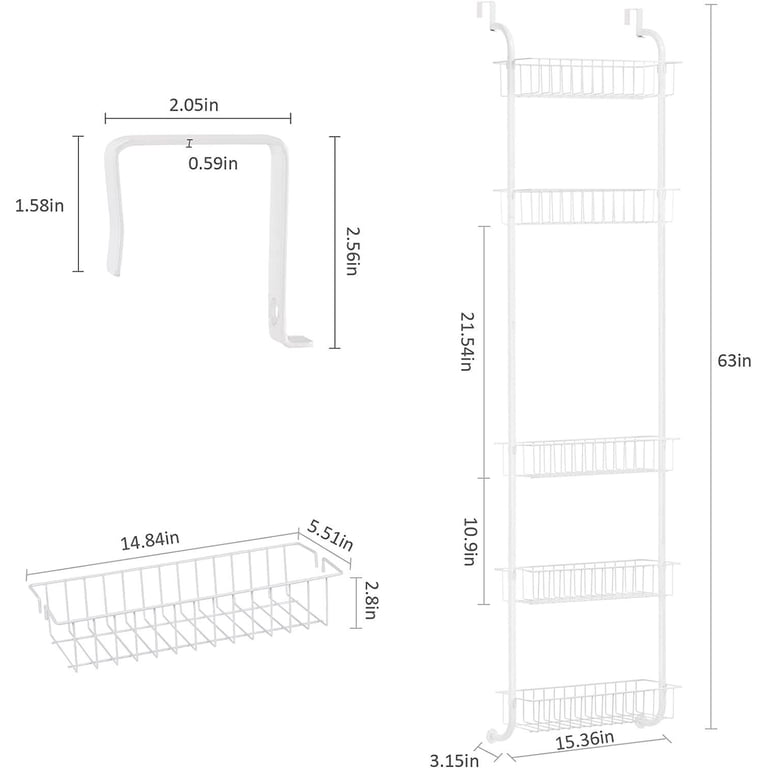 Over The Door Organizer - 6-Tier Metal Basket Pantry Rack, Space-Saving Spice & Storage For Kitchen
