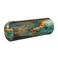 thumbnail image 1 of Easygdp Emerald Color Gold Marble para Estuche de Lápices Cilíndrico de Cuero con Cremallera, Organizador de Lápices de Cuero para Escuela, Oficina y Viajes, 1 of 6