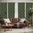 thumbnail image 2 of Ambesonne Spice Window Curtains, Graphical Plants Calligraphy, Each 28" W x 84" L, Night Blue Lime Green, 2 of 5