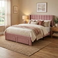 thumbnail image 3 of Upholstered Bed Frame with Storage Drawer, Heavy-Duty Steel Framework & Wooden Slats, Tufted Headboard, No Box Spring Needed, 3 of 3