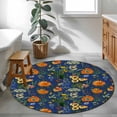 thumbnail image 3 of Round Rug 4Ft Washable Non-Slip, Orange Blue Spring Floral Circle Area Rugs for Living Room Bedroom, Vintage Botanical Summer Flower Indoor Floor Mats Carpet Runner for Home Decor Aesthetic, 3 of 8