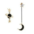 thumbnail image 3 of Pendientes de la Luna Estrella, Pendientes de Estrella de Luna Negra de Aleación Asimétrica para Citas, 3 of 8