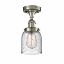 916-1C-SN-G54-Innovations Lighting-Bell - 1 Light Semi-Flush Mount In Industrial Style-11 Inches Tall and 5 Inches Wide-Brushed Satin Nickel