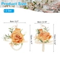 thumbnail image 2 of Uxcell 2 Set Artificial Flower Wrist Corsage and Boutonnieres Set for Men Women Orange, 2 of 5