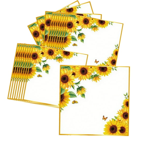 Sunflower Napkin, Luncheon Napkin Paper, Bathroom Kitchen Hand Towels, Spring Summer Flower Disposable Dessert Dinner Handnapkin, Wedding Birthday Party Family Dinnerware Supplies, BBQ Picnic Favor