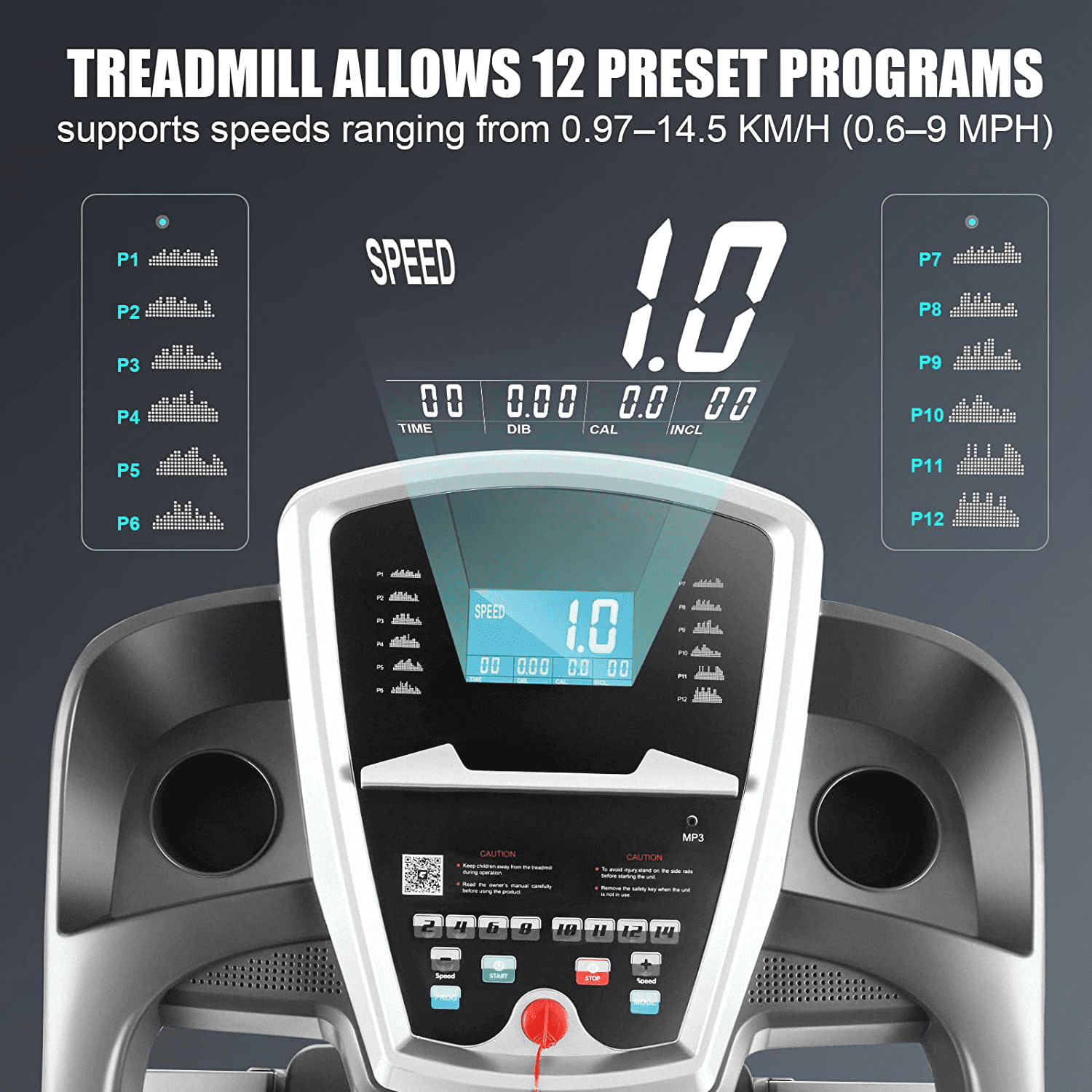 Buy Ancheer Treadmill, 3.0HP Bluetooth+12 Running Program Electric