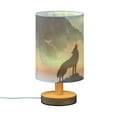 thumbnail image 2 of Wolf Howling on Mountain Top Aurora Trees Table Lamp with USB Port LED Warm Light Lamp Night Light Home Decor, 2 of 7